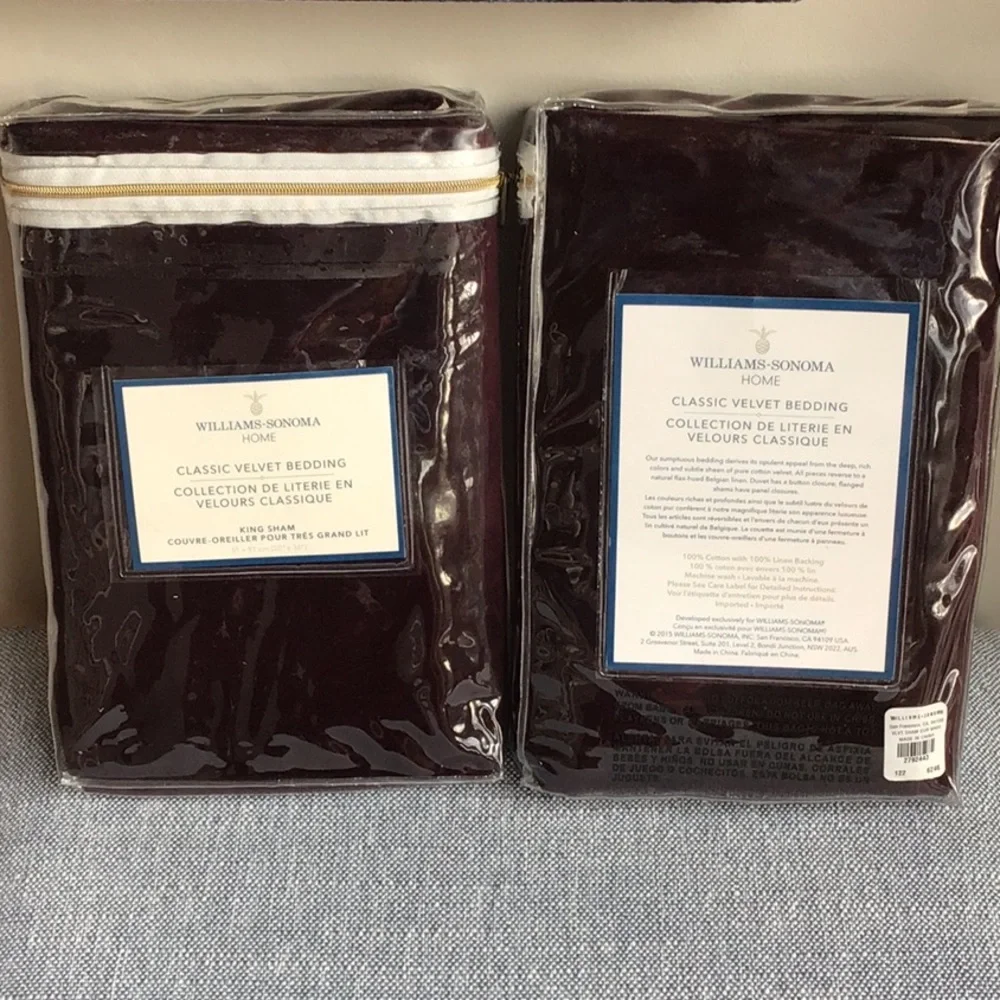 Williams Sonoma Velvet Pillow‎ Shams King & Euro Home Classic Cotton Linen